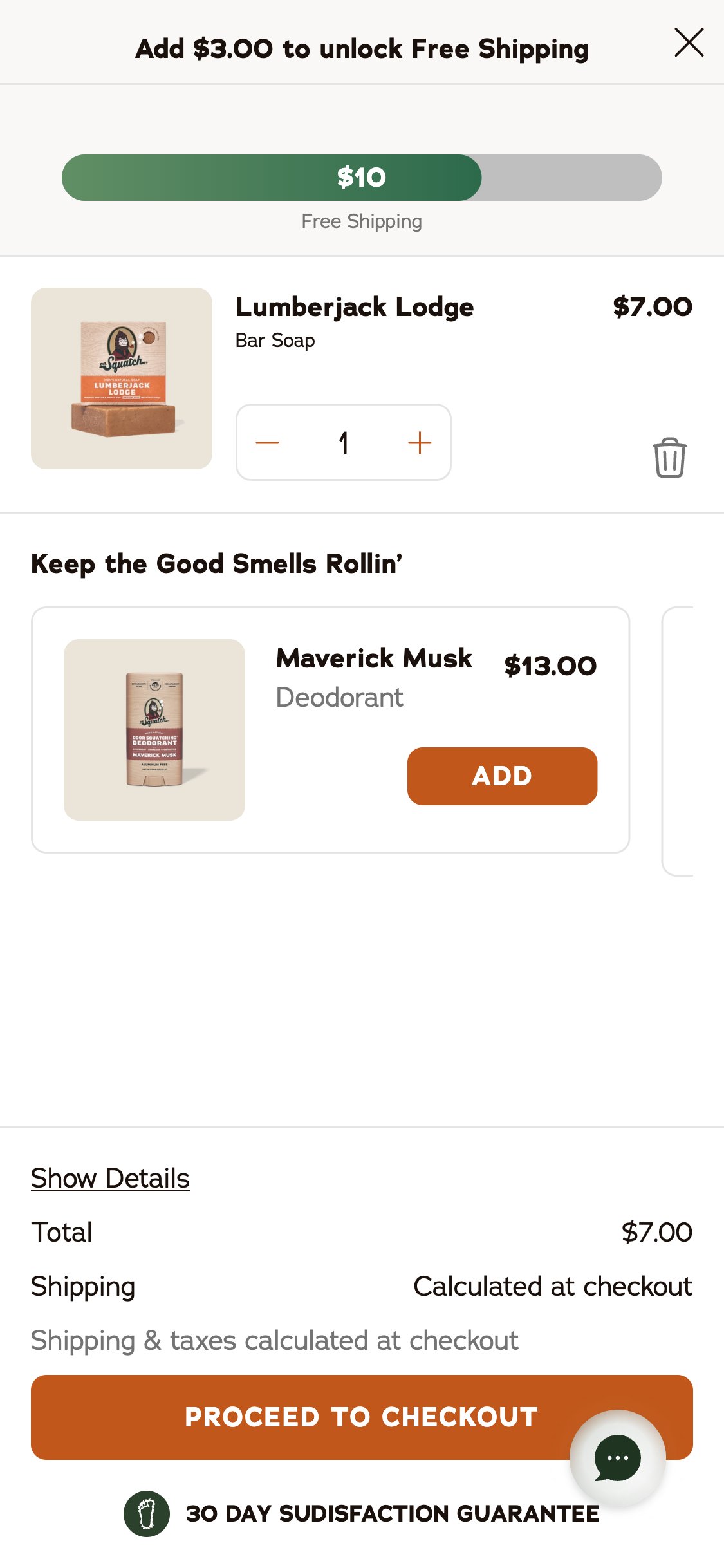Dr. Squatch — Cart Drawer (no express checkout buttons)