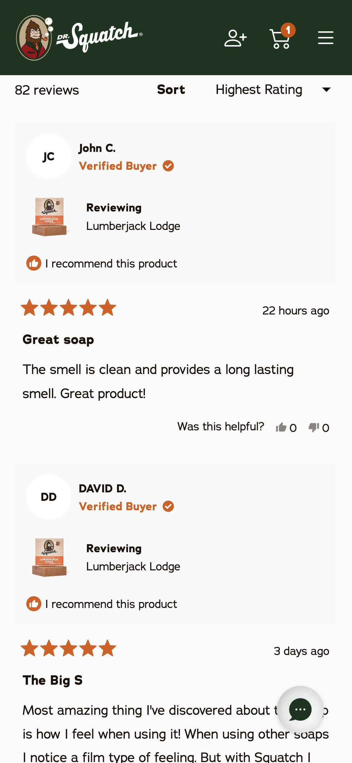 Dr. Squatch — PDP Reviews (text only, no customer photos)